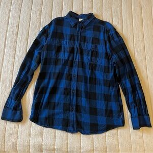 Blue and Black Men's Plaid Shirt